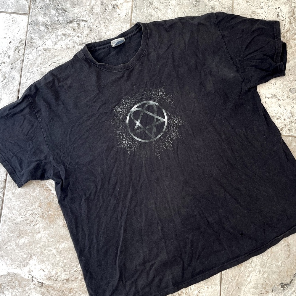 Vintage Y2K HIM Heartagram T-Shirt  Goth Rock Band Emo Punk Grunge 2xL